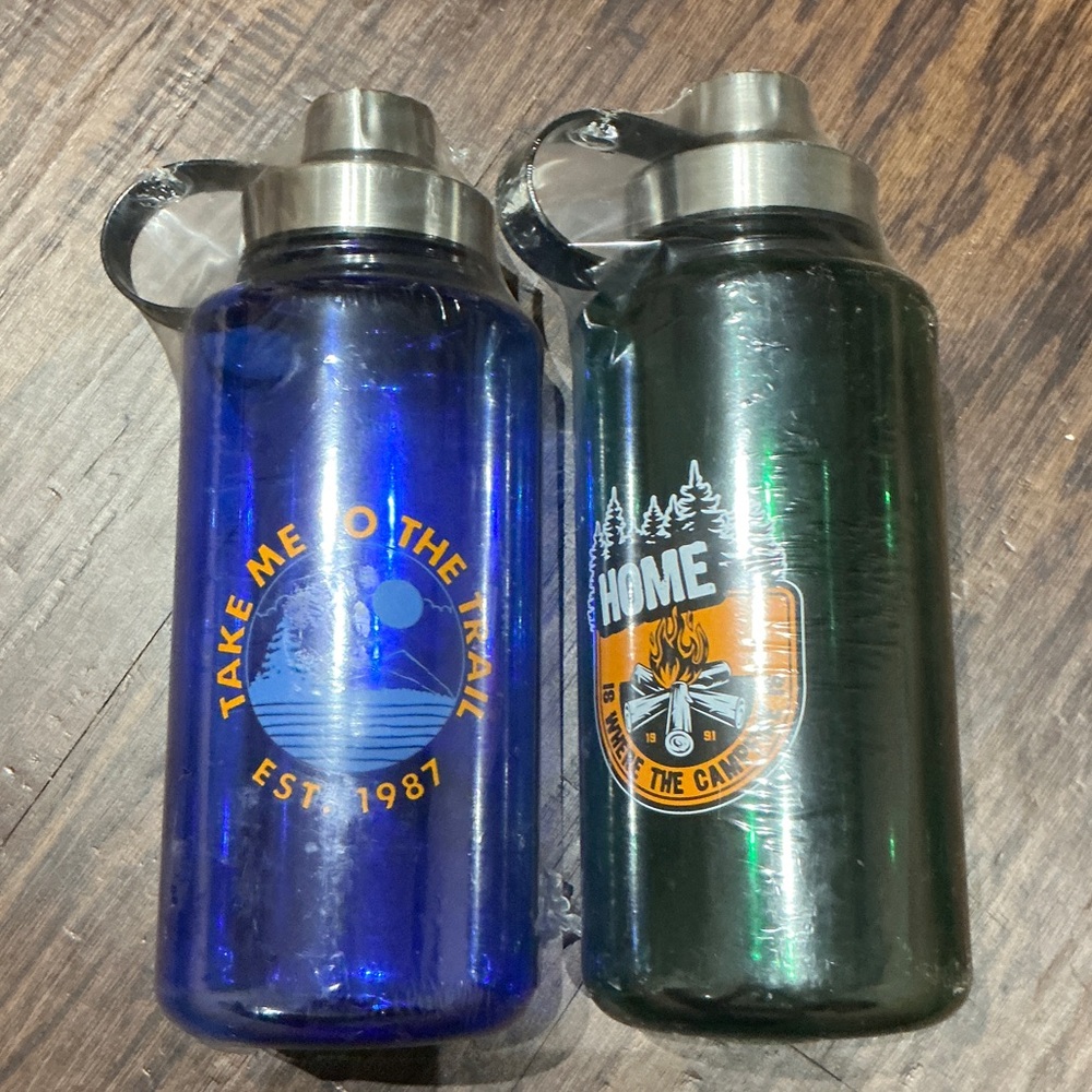 Blue and Green Water Bottles